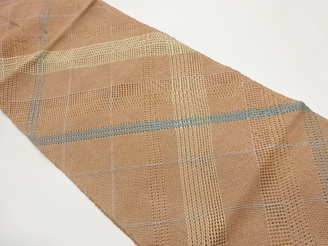 変わり織襷模様織出し夏用名古屋帯